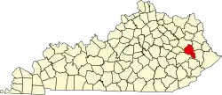 State map highlighting Magoffin County