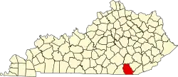 State map highlighting Whitley County