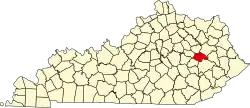 State map highlighting Wolfe County