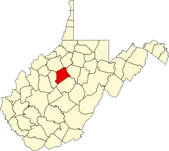 Map of West Virginia highlighting Gilmer County