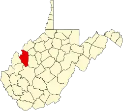 Map of West Virginia highlighting Jackson County