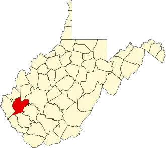 Map of West Virginia highlighting Lincoln County
