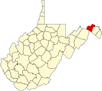 Map of West Virginia highlighting Morgan County