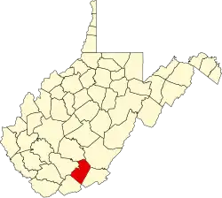 Map of West Virginia highlighting Summers County