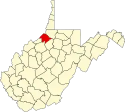 Map of West Virginia highlighting Tyler County