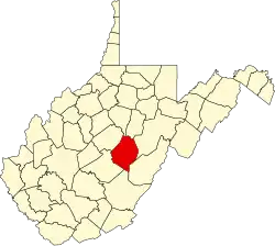 Map of West Virginia highlighting Webster County