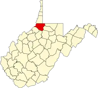Map of West Virginia highlighting Wetzel County