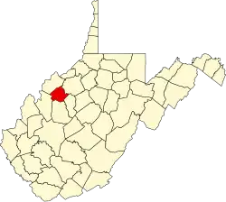 Map of West Virginia highlighting Wirt County