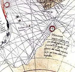 Globe with rhumb lines