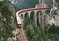 Landwasser Viaduct, 65&nbsp;m (213&nbsp;ft) high and 136&nbsp;m (446&nbsp;ft) long, built in 1902