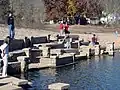 The partially submerged Monte Ne Amphitheater in Monte Ne, Arkansas