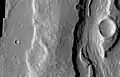 Close-up of Padus Vallis, as seen by THEMIS. Padus Vallis is in the Memnonia quadrangle.