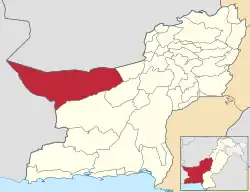 Map of Balochistan with Chagai District highlighted