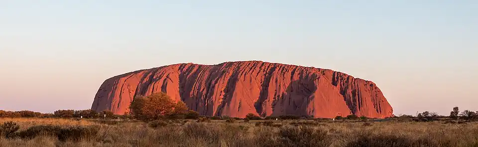 Uluru, an 863-metre (2,831&nbsp;ft) sandstone formation in Australia's Northern Territory