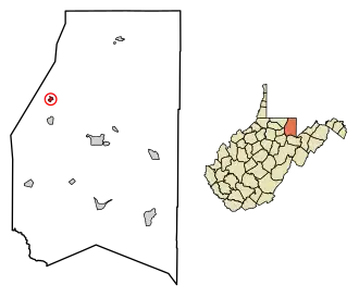 Location of Masontown in Preston County, West Virginia.