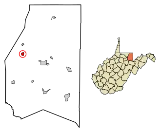 Location of Reedsville in Preston County, West Virginia.