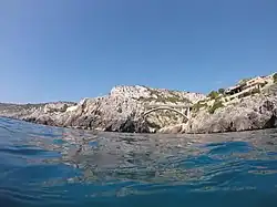 View of the Ciolo canyon from the Adriatic Sea