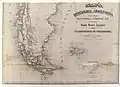 Argentine map 1875: Chilean West-Patagonia, Argentine East-Patagagonia and Tierra del Fuego.