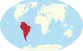 Location of South America