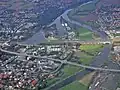 Aerial view of aqueducts and River Weser