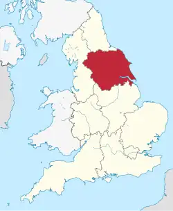 Yorkshire and the Humber shown within England