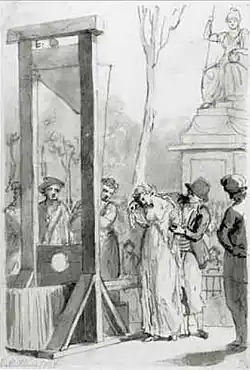 The execution of Olympe de Gouges, feminist writer close to the Girondins