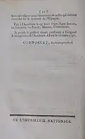 Final page of a 1791 copy of "Rapport sur le choix d'une unité de mesure" by Borda and the [[Marquis de Condorcet]]