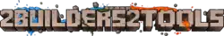 The third logo, a stone "2BUILDERS2TOOLS" with water, moss and lava.