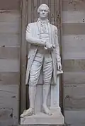 Horatio Stone's 1848 statue of Alexander Hamilton displays a fasces below Hamilton's hand