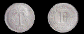 10 centimes, minted in 1984, a palm tree