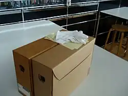Corrugated box used for storage of archives