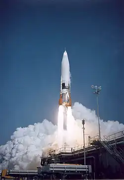 Atlas uses non-hypergolic kerosene (RP-1) fuel which gives a bright and very visible exhaust, 1.5 MN (340,000 lbf) of thrust