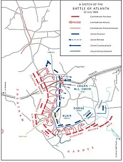 Map 3: A sketch of the Battle of Atlanta, July 22, 1864.