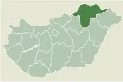 Location of Borsod-Abaúj-Zemplén county in Hungary