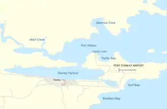 Map showing the Port Stanley area