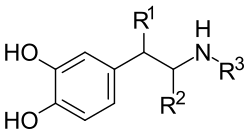 Catecholamines, drugs imitating them (such as MDMA), hormones/neurotransmitters
