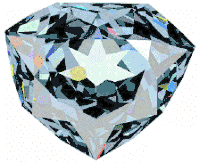 Computer reconstruction of the "French Blue" diamond, as cut by Jean Pitau for King Louis XIV of France in 1673 (ca. 31&nbsp;mm ×&nbsp;25&nbsp;mm (1.22&nbsp;in ×&nbsp;0.98&nbsp;in)).
