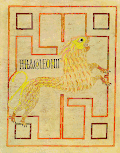 St Mark as the lion as depicted in the Echternach Gospels, c. 800, Hiberno-Saxon.