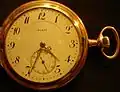 Pocket watch with opened cover plate.