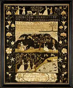 Sampler made by 12-year-old Patty Coggeshall of Rhode Island, dated 1792[25]