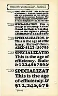Goudy Heavy, a metal-type competitor commissioned by Monotype from Cooper's former lettering teacher, Frederic Goudy.