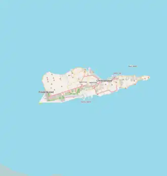 A map of the US Virgin Islands showing the location of Buck Island Reef National Monument
