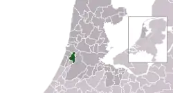 Highlighted position of Haarlem in a municipal map of North Holland
