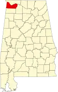 Map of Alabama highlighting Colbert County