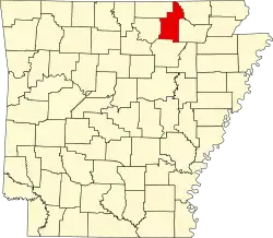 Map of Arkansas highlighting Sharp County