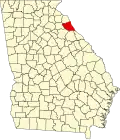 Map of Georgia highlighting Elbert County