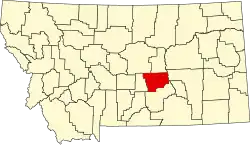Map of Montana highlighting Musselshell County
