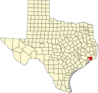 State map highlighting Chambers County