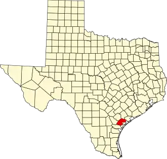 State map highlighting Refugio County