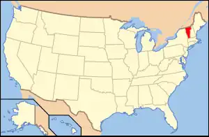 Location of Vermont in the United States